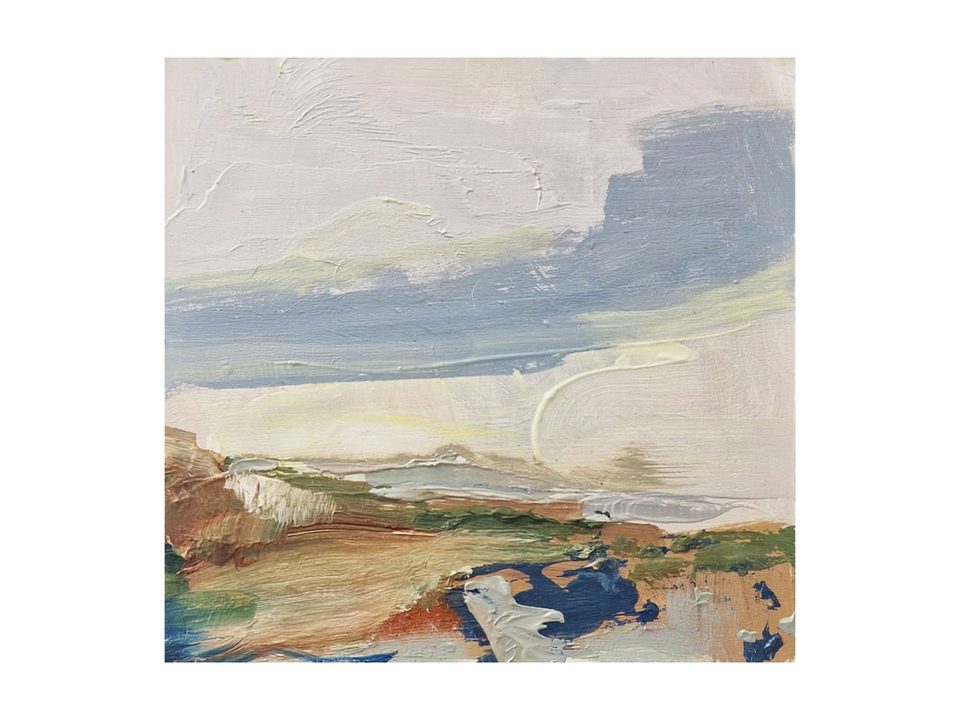 Chesil Morning Oil paint on board 8 ins x 8 ins